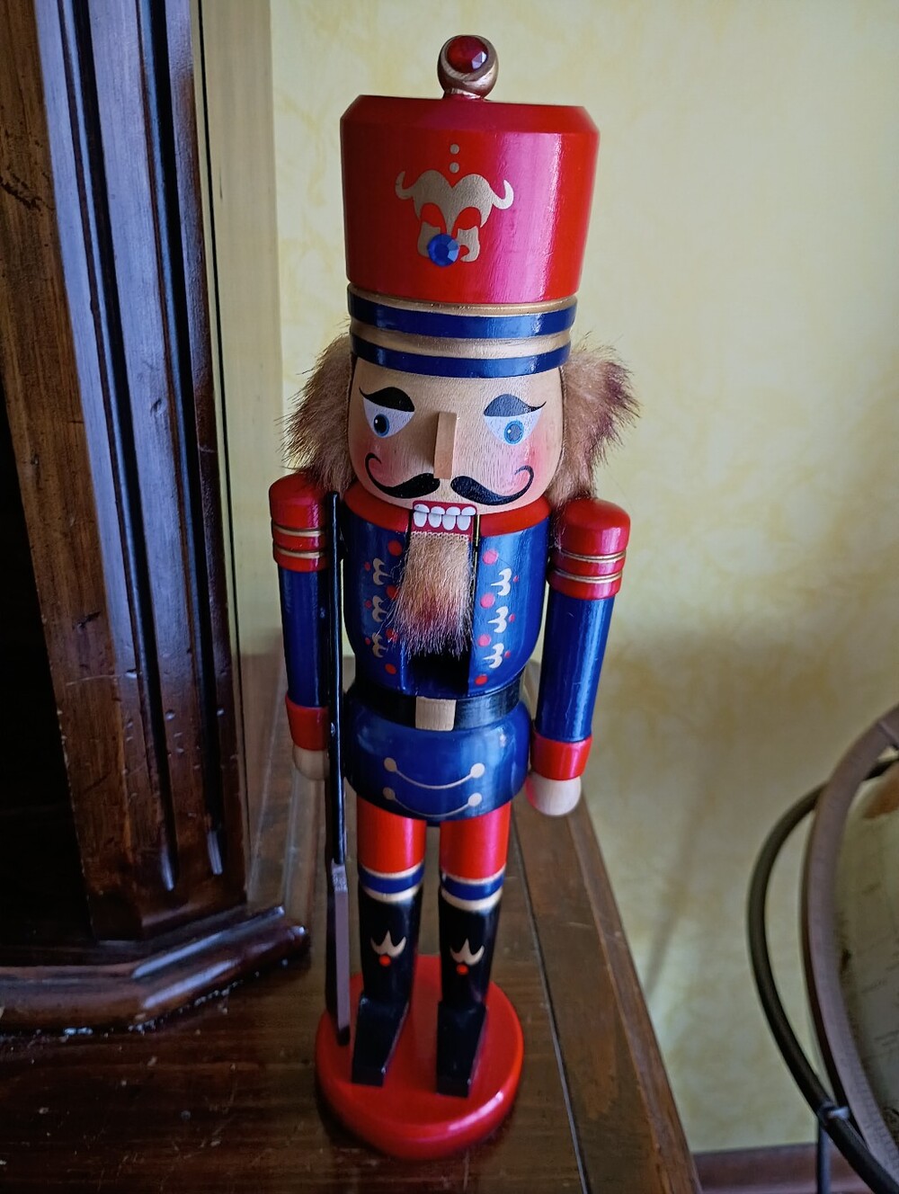 NutcrackerWooden Soldier, Blue Gold And Red Uniform, Approximately 14x5 In Tall